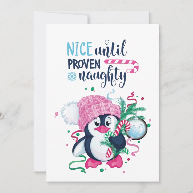 Cartão De Festividades Natal do Pinguim (Frente)