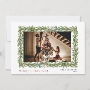 Cartão De Festividades Natal do Quadro Botânico Foto Elegant Family 1