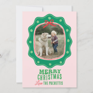 Cartão De Festividades Natal do Quadro de Imagens da Bolinhas Retroativa