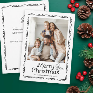 Cartão De Festividades Natal do Quadro Scallop Desenhado à Mão Whimsical