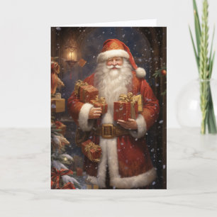 Cartão De Festividades Natal do Santo Nicolau Dando Presentes
