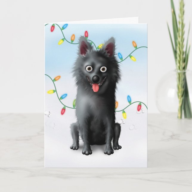 Cartão De Festividades Natal do Schipperke (Frente)