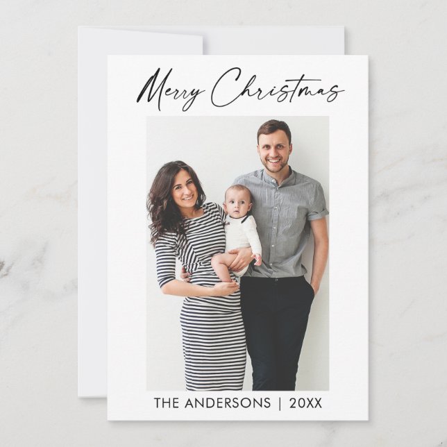 Cartão De Festividades Natal do Script de Tinta Moderna de Caligrafia (Frente)