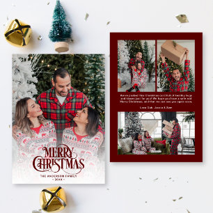 Cartão De Festividades Natal do Script Vintage Moderno Vermelho Escuro 4