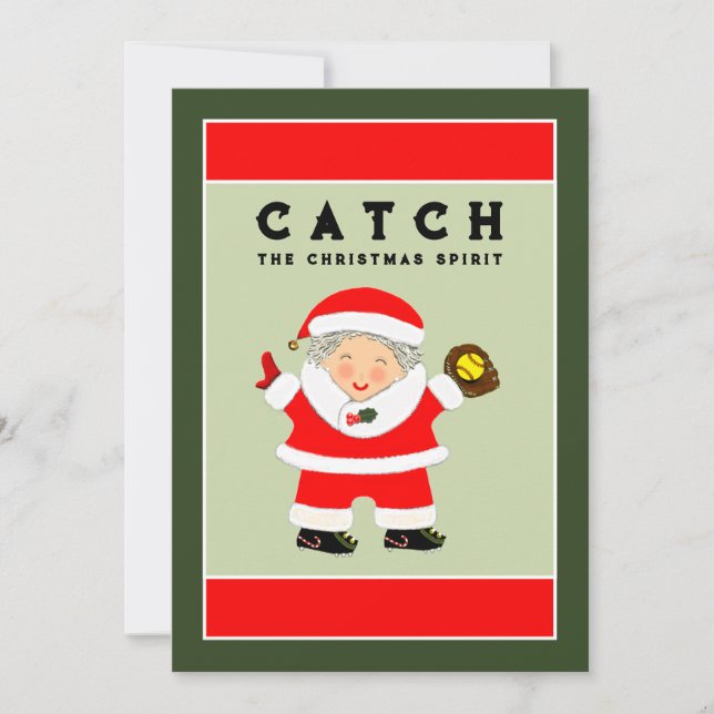 Cartão De Festividades Natal do Softball (Frente)