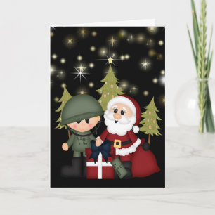 Cartão De Festividades Natal do Soldado Militar e do Pai Natal
