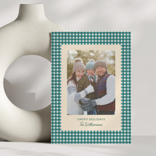 Cartão De Festividades Natal do Teal Green Gingham - Xadrez de Natal