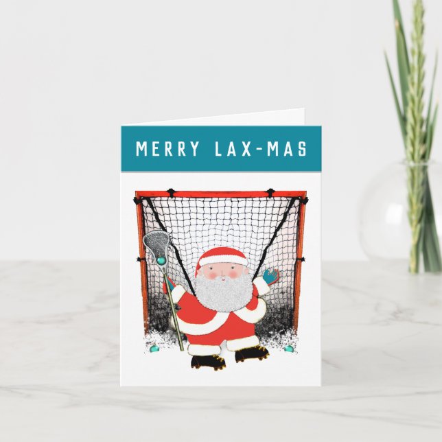 Cartão De Festividades Natal do Time de Lacrosse (Frente)