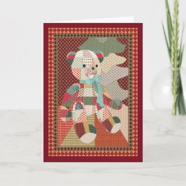 Cartão De Festividades Natal do Urso de Teddy Quilado