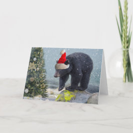 Cartão De Festividades Natal do Urso Negro