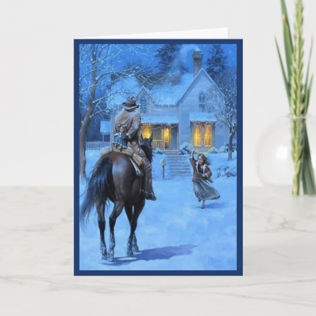 Cartão De Festividades Natal do vaqueiro do vintage (Frente)