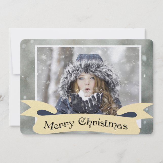 Cartão De Festividades Natal do Wintery One Photo (Frente)
