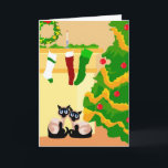 Cartão De Festividades Natal dos gatos Siamese<br><div class="desc">Obtenha no espírito do feriado este inverno com estes grandes cartões de Natal do gato Siamese!</div>