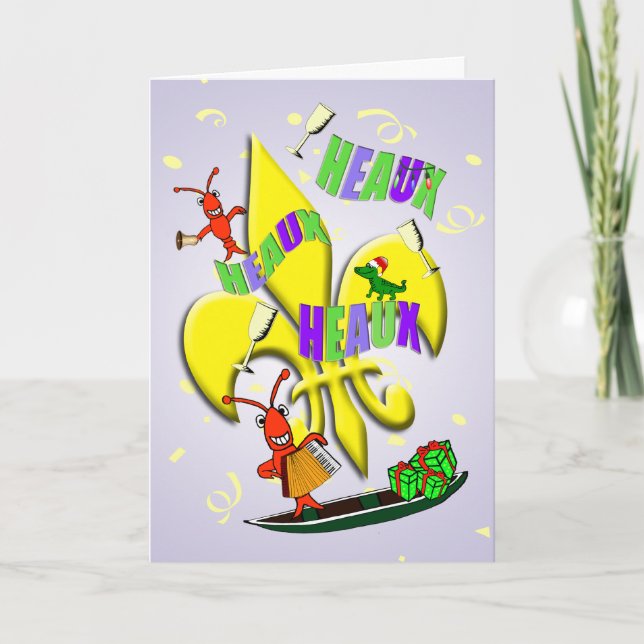 Cartão De Festividades Natal dos lagostins de Cajun (Frente)