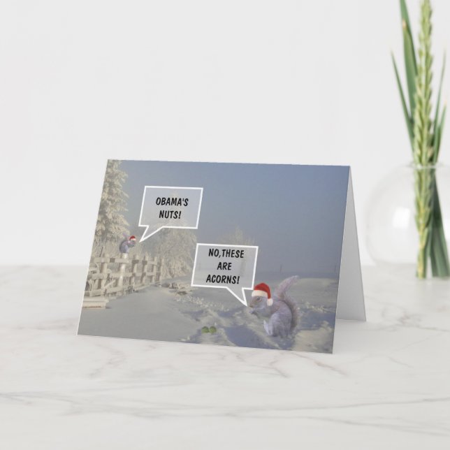 Cartão De Festividades Natal dos loucos de Obama engraçado (Frente)