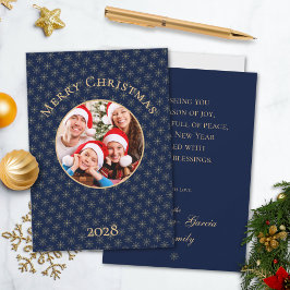 Cartão De Festividades Natal Dourado Azul da Meia-Noite Limpo