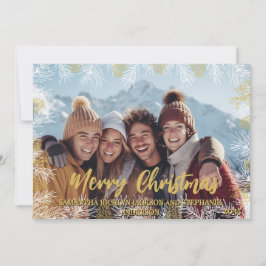 Cartão De Festividades Natal Dourado Branco Moderno e Vermelho