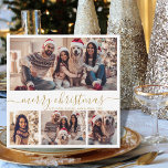 Cartão De Festividades Natal Dourado da Colagem de Fotos Elegante 4<br><div class="desc">Mínima moderna caligrafia elegante branca e Dourada colagem fotográfica de 4 alegres cartões de Natal de Natal de Script Holiday Card. Este modelo de cartão de fotos festivo, mimalista, cômico, de quatro (4) fotos apresenta uma bonito colagem fotográfica e diz "Feliz Natal"! O texto de saudação do "Feliz Natal" é...</div>