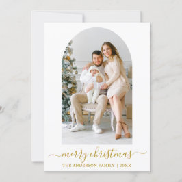 Cartão De Festividades Natal Dourado do Arco Fotográfico de Caligrafia Mo