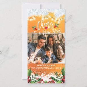 Cartão De Festividades Natal e animação a uma foto de saudação de ano nov