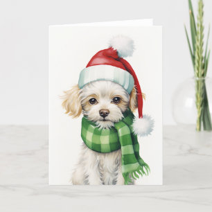 Cartão De Festividades Natal e Cachorro do Papai Noel, Cachorro de Feriad