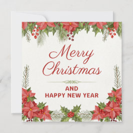 Cartão De Festividades Natal e Feliz ano novo com aquarela