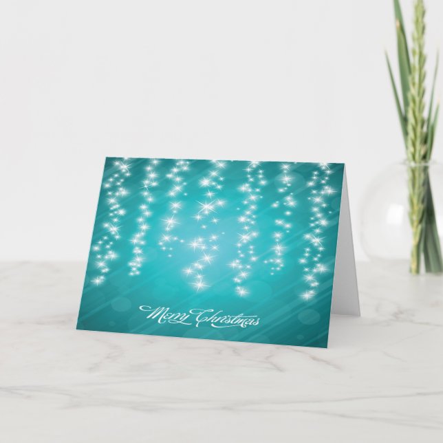 Cartão De Festividades Natal em Aqua (Frente)