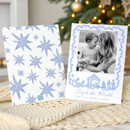 Cartão De Festividades Natal em Aquarela Azul