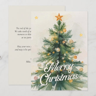 Cartão De Festividades Natal em Aquarela Verde e Dourado