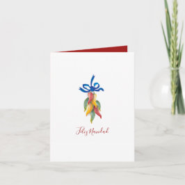 Cartão De Festividades Natal em Aquarela Vermelha e Verde Única