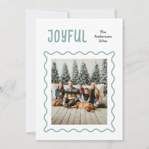 Cartão De Festividades Natal em Família Alegre Quadro de Foto Ondulado