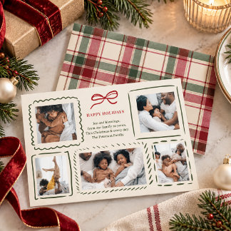 Cartão De Festividades Natal em Família com Arco Retro Desenhado à Mão 5