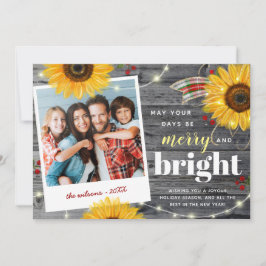 Cartão De Festividades Natal em Foto de Família Rústica Alegre e Brilhant