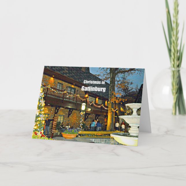 Cartão De Festividades Natal em Gatlinburg, Tennessee (Frente)