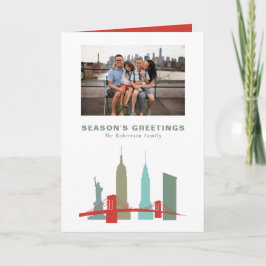 Cartão De Festividades Natal em Nova York Edifício Histórico Skyline