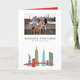 Cartão De Festividades Natal em Nova York Edifício Histórico Skyline
