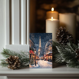Cartão De Festividades Natal em Paris: Avenida Torre Eiffel com Espumante