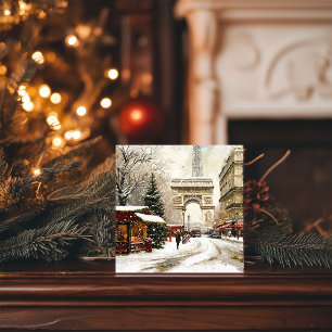 Cartão De Festividades Natal em Paris: Cena de Inverno Arc de Triomphe