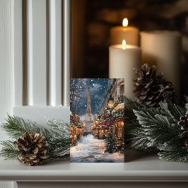Cartão De Festividades Natal em Paris: Mercado Torre Eiffel à Noite
