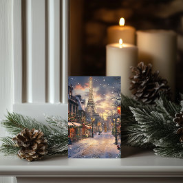 Cartão De Festividades Natal em Paris: O Crepúsculo na Torre Eiffel