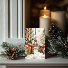Cartão De Festividades Natal em Paris: Rua Festiva da Torre Eiffel