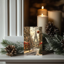Cartão De Festividades Natal em Paris: Torre Festiva Eiffel Boulevard