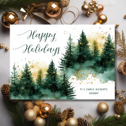 Cartão De Festividades Natal Empresa Verde Ouro Moderno