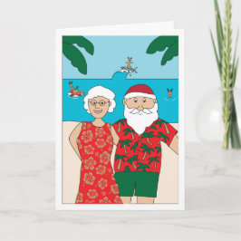 Cartão De Festividades Natal engraçado da praia de Papai Noel