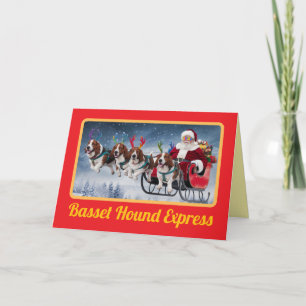 Cartão De Festividades Natal engraçado de Basset Hound