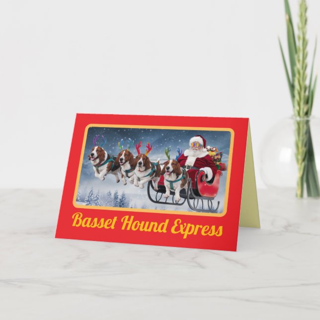 Cartão De Festividades Natal engraçado de Basset Hound (Frente)