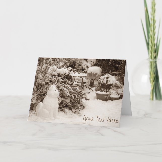 Cartão De Festividades Natal engraçado do boneco de neve de akita da neve (Frente)