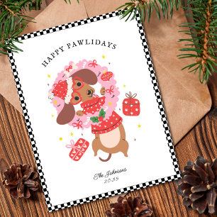 Cartão De Festividades Natal engraçado do cachorro salsicha