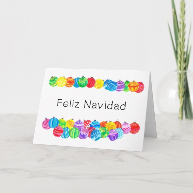Cartão De Festividades Natal espanhol de Feliz Navidad, aguarela (Frente)