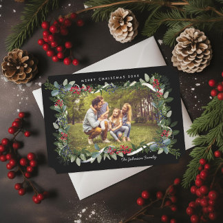 Cartão De Festividades Natal Eucalyptus Juniper Berry Foto